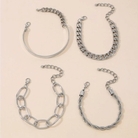 Silver 4/$25 Chain 4pc Bracelet Set - Picture 2 of 2